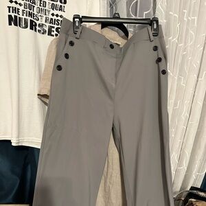 Gray Pull on Pants with Fashionable Buttons
